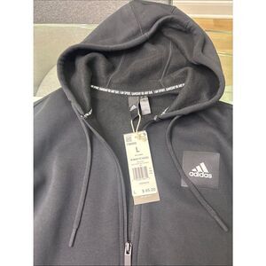 adidas Black Full-Zip Hoodie with White Stripes